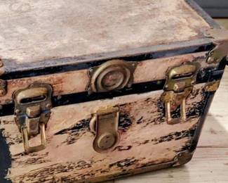 Antique small steamer trunk