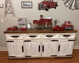 A lot of the cute red truck decor