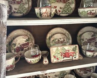 Ok these dishes are Amazing. Every plate has a different scene but every one has a red cardinal the symbol of Christmas 
Absolutely love them 