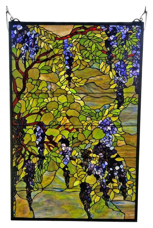 Tiffany Styled Wisteria Stained Glass Panel