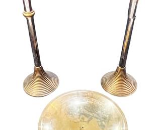 Brass Taper Holder Pair and Candle Holder