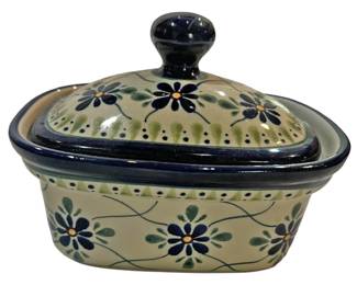 Polish Pottery Butter Tub Gingham T