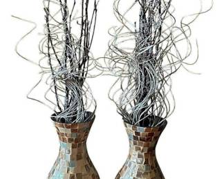 Mosaic Vases with Dried Foliage