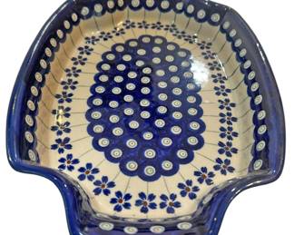 Blue Rose Polish Pottery Serving Dish