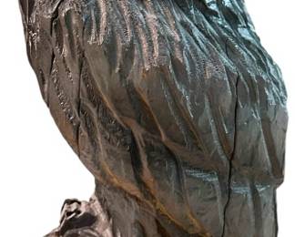 Large Carved Wood Owl Sculpture