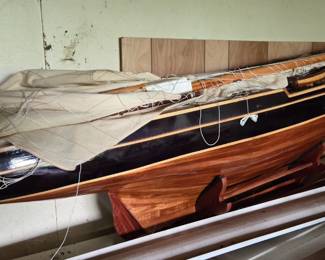 Large wooden sailboat 