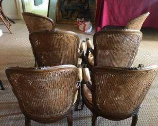 Set of 6 “Spain” chairs with cane backs all in good condition, includes four armchairs and two chairs without arms