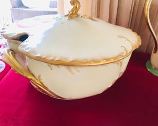 French tureen with pale blue interior 