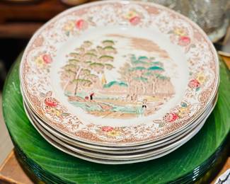 Pyrex green Transferware