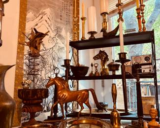 Brass Candlesticks Trays Bells Copper Horse