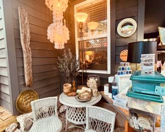 Vintage Capiz Shell Hanging Lamp