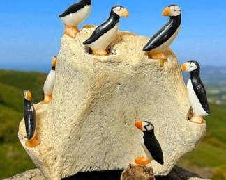 Inuit Carved Puffin Rookery