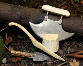 Inuit Tools Ulu, Harpoon Head  Carved Knife 