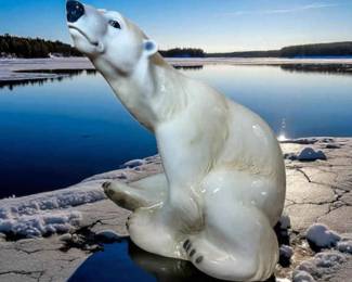 Large Bing Grondahl Porcelain Polar Bear Signed Niels Nielsen