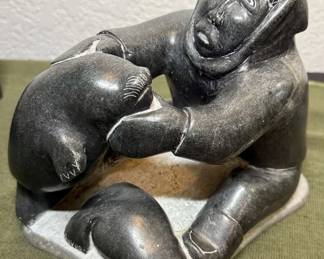 1976 Inuit Artist Signed Soapstone CarvingPeter Nerke