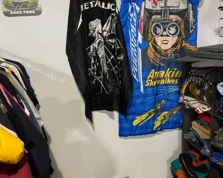 Vintage Metallica banner and sleeping bags
