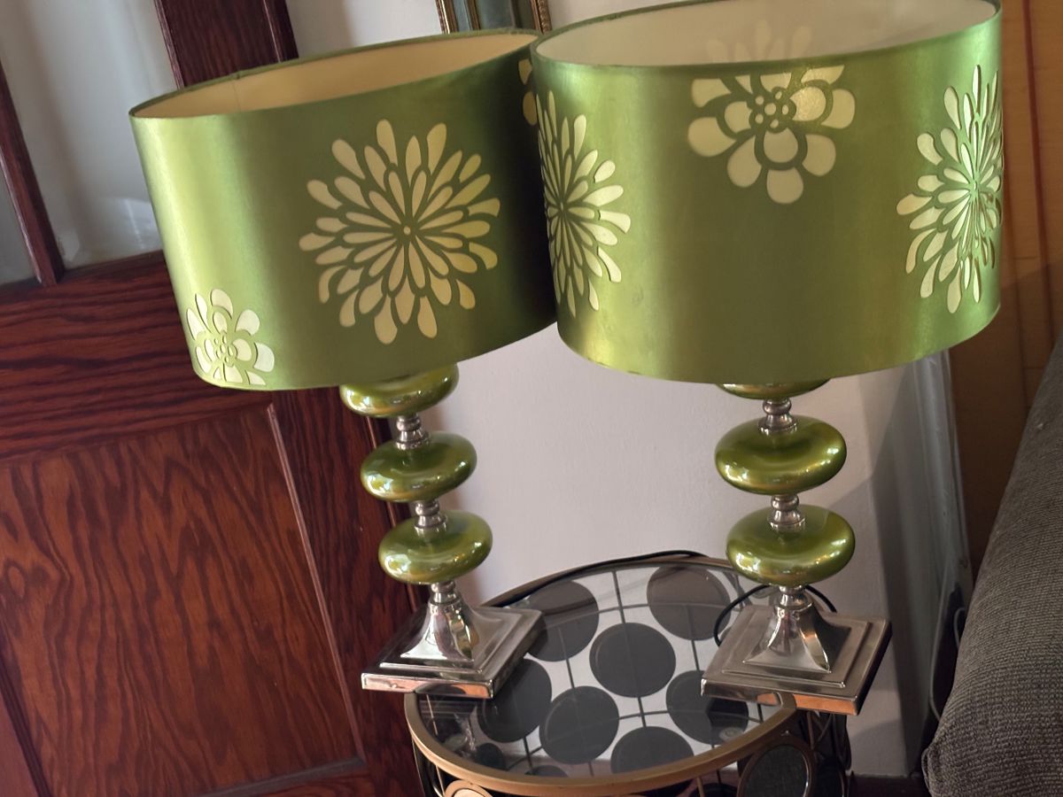 Pair of green MCM inspired bubble lamps