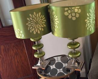 Pair of green MCM inspired bubble lamps