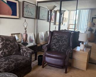 leather recliner tables and art