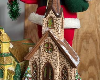 Many lighted Christmas houses