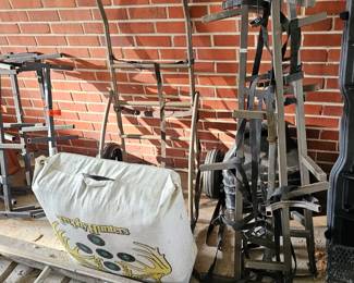 Climbing sticks, bow target, deer cart