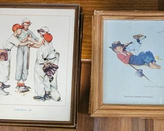 VTG framed Norman Rockwell sports prints