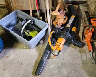 Yard tools including Black and Decker and Worx