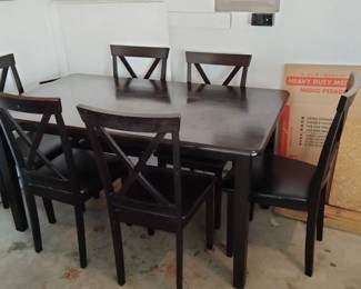 Contemporary Dark Wood Dining Table & Chairs