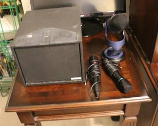 Side Table, Stack-On Lock Box, Wired Microphones, USB Microphone