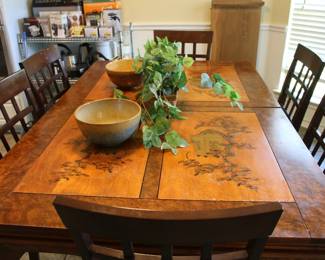 sian Style Table & Six Chairs W/Leaf