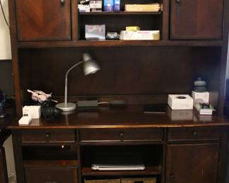 Dark Wood Desk W/Hutch