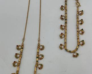 HKM070-Matching Gold Necklace and Bracelet