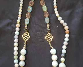 HKM049- Long Wraparound Handmade Necklace In Gold And Earth Tones