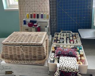 HKM062 - Sewing Circle! Threads, Sewing Basket, Measurement Boards & More!