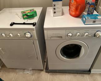 Frigidaire washer and dryer. They are on the second floor with a tight staircase so will require experienced movers. 