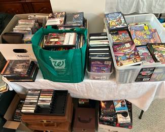 CDs, dvds, vhs, cassettes and albums