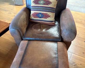 Leather armchair and ottoman