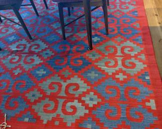 Oaxaca rug, cochineal dyed, 9’ x 6 1/2”