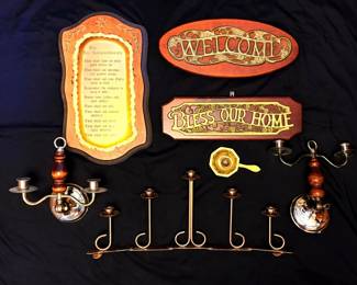 Brass Wall Decor, Candle Stick Holders, And Sconces