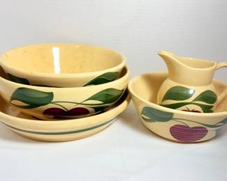 Vintage Watt Pottery Pitcher And Bowls