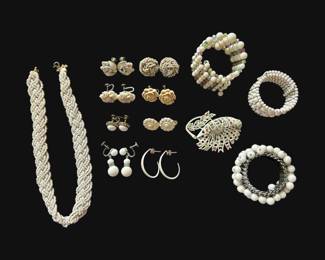 White Pastel Beaded Costume Jewelry