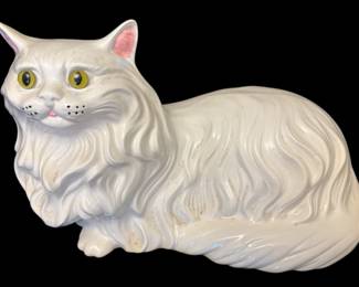 Large White Ceramic Cat Statue