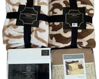 2 Jacquard Sherpa Throw Blankets And Bedsheets