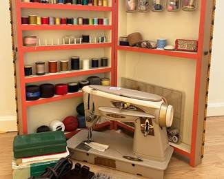 Singer Sewing Machine, Thread And Accessories