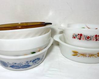 Vintage Milk Glass Mixing And Casserole Bowls By Fire King