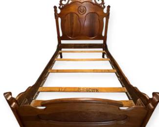 001 Ornate Carved Wooden Full Size Headboard, Footboard, Bed Frame