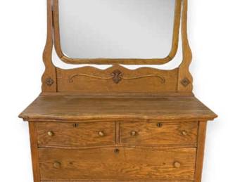 Antique Oak Dresser With Mirror