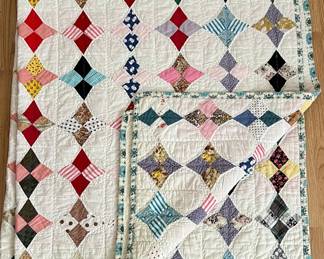 Vintage Quilt 4 Point Star Pattern, Machine Made