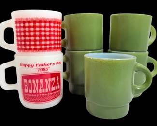 Vintage Fire King Milk Glass Mugs