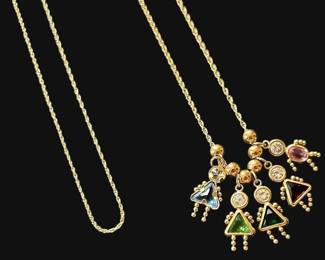 14k Gold Necklaces w Birthstone Pendants 4.89g Total